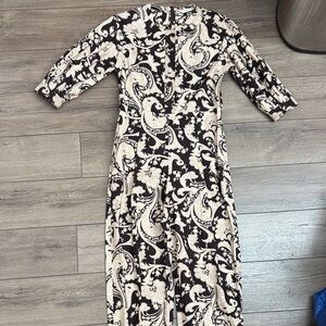 Rebecca Taylor Black and Cream Paisley Jumpsuit